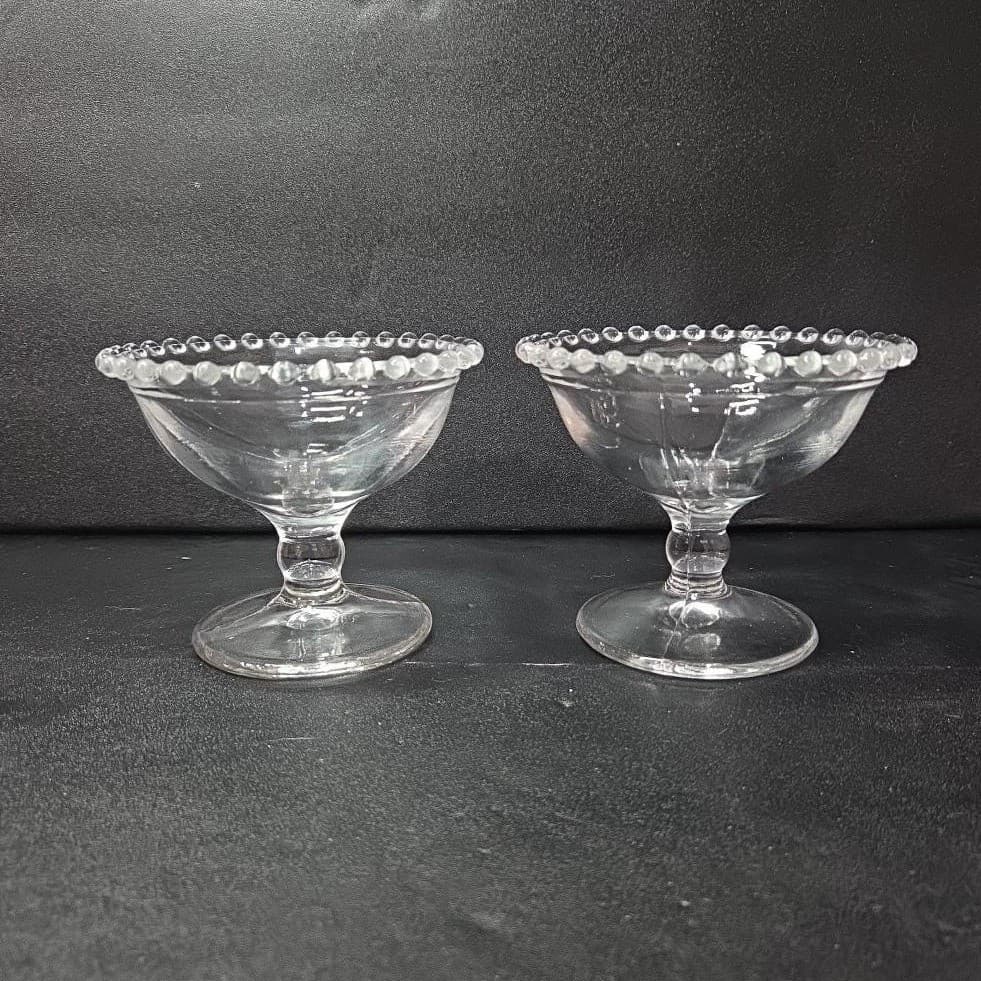 Imperial Glass Candlewick Sherbet Glasses, Set of 2, Vintage Clear Compote Dish - Thumbnail 2