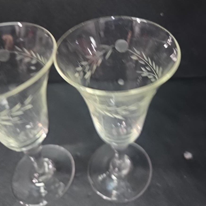 Willow Moon Floral Etched Cordial Glasses, Set of 2 Replacement Crystal Stemware - Thumbnail 6