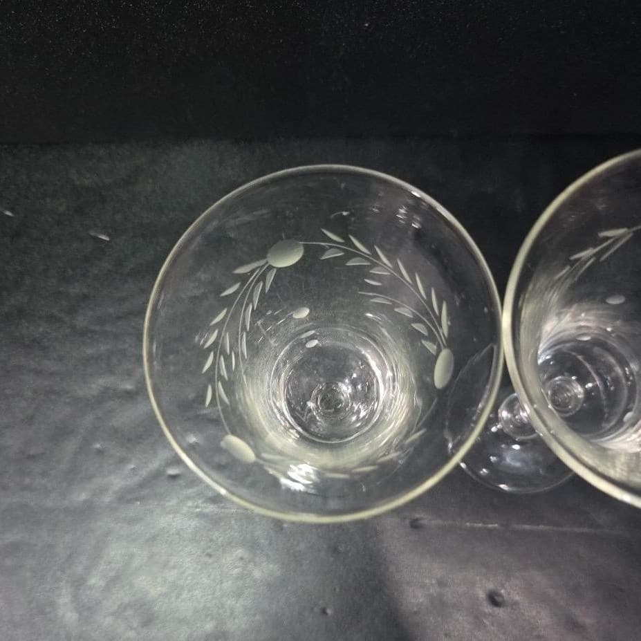 Willow Moon Floral Etched Cordial Glasses, Set of 2 Replacement Crystal Stemware - Thumbnail 7