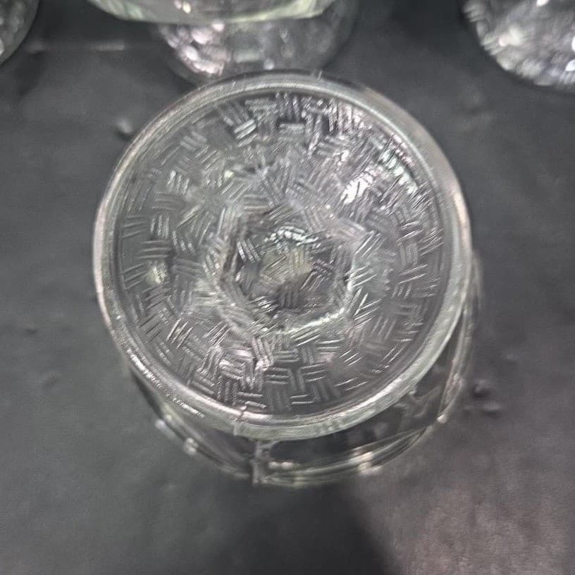 Dominion Clear Sherbet Glasses, Set of 4, Vintage Textured Base Dessert Cups - Thumbnail 8