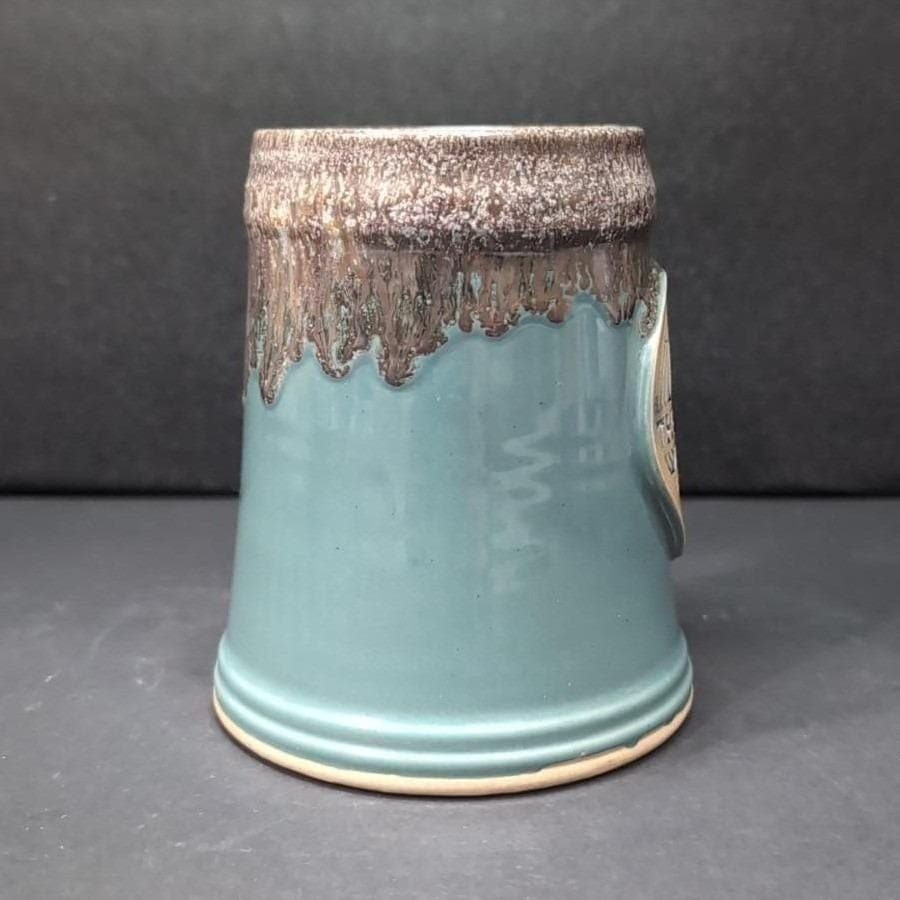 Grey Fox Pottery Blue Brown Drip Glaze Mug, Signed Ceramic, Local Member Stamp - Thumbnail 8
