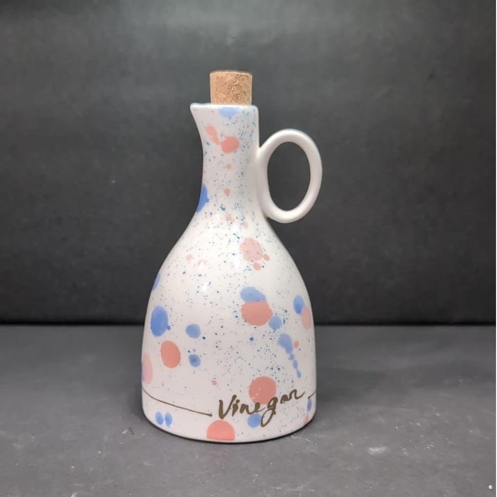 Anthropologie Stoneware Vinegar Jar, Blue Pink Pastel, Replacement Kitchen Decor - Thumbnail 2