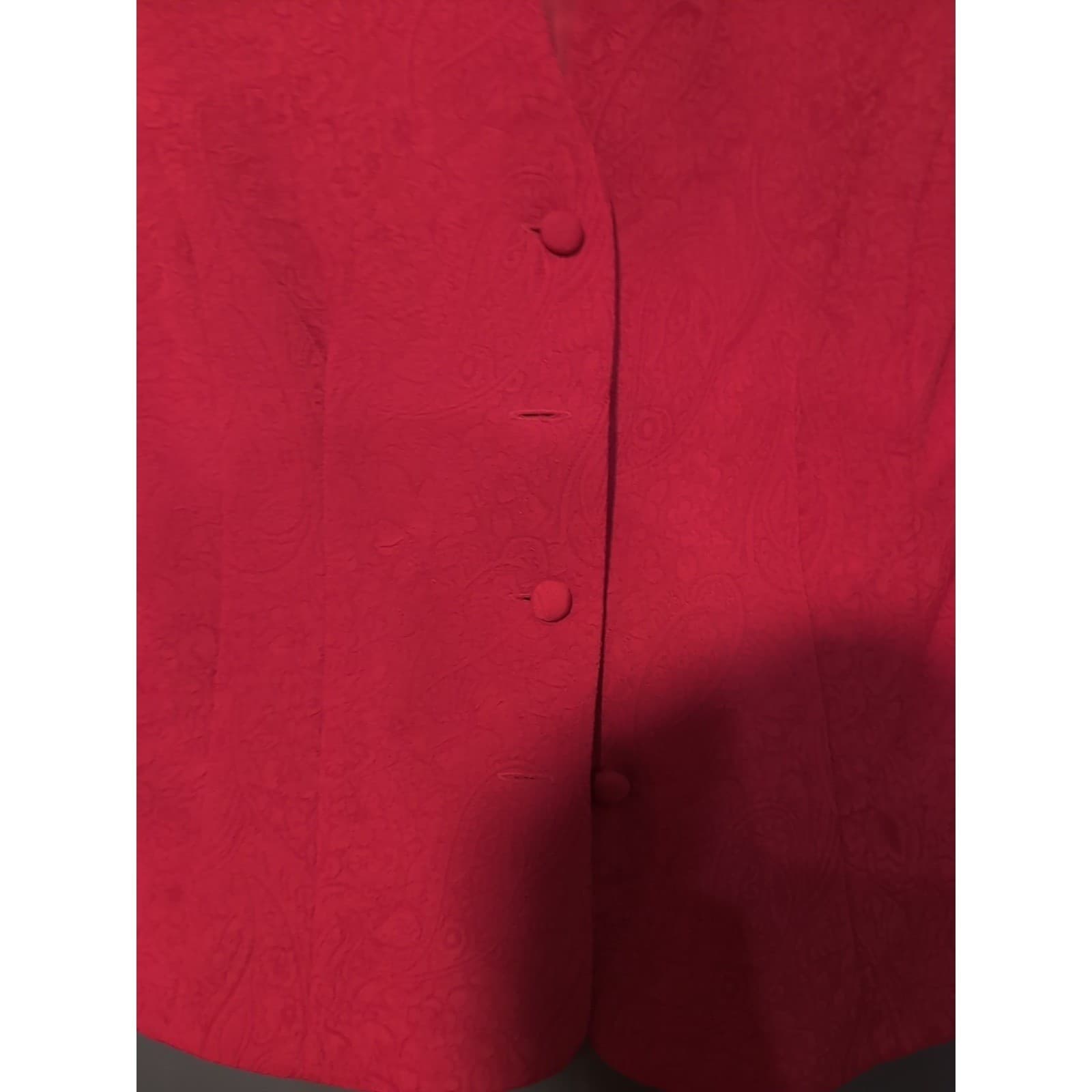 Plaza South Red Paisley Jacquard Blazer Ruffle Cuff Jacket, Woman's Size 8 - Thumbnail 7