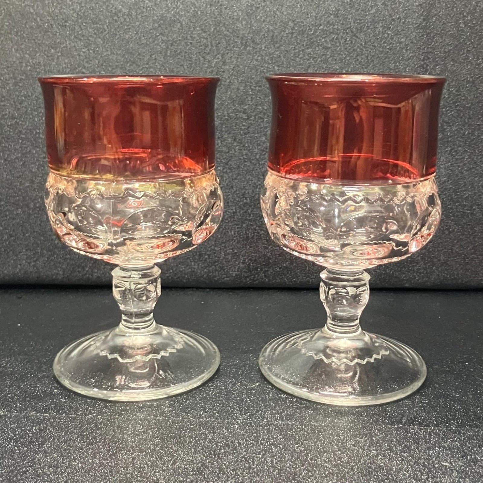 Tiffin Franciscan Kings Crown Juice Glasses, Set Of 2, Ruby Flashed Stemware - Thumbnail 5