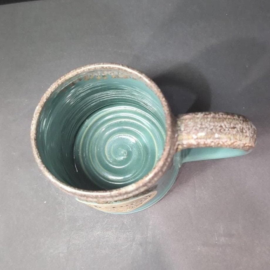 Grey Fox Pottery Blue Brown Drip Glaze Mug, Signed Ceramic, Local Member Stamp - Thumbnail 5