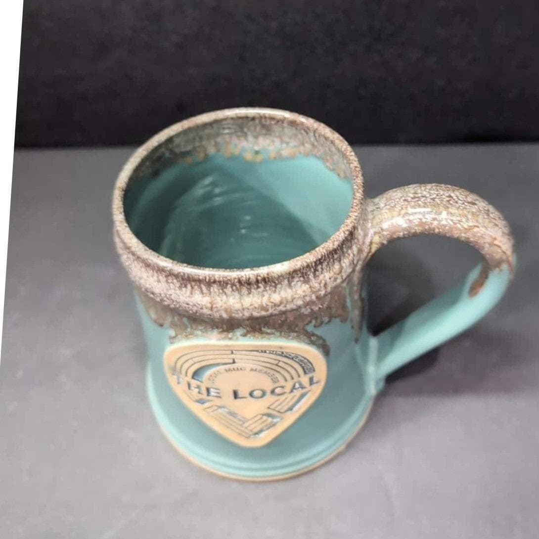 Grey Fox Pottery Blue Brown Drip Glaze Mug, Signed Ceramic, Local Member Stamp - Thumbnail 6