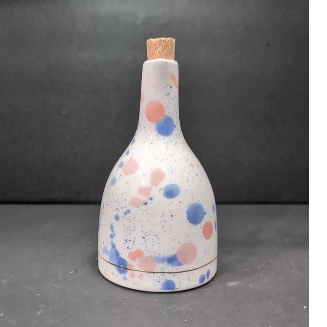 Anthropologie Stoneware Vinegar Jar, Blue Pink Pastel, Replacement Kitchen Decor - Thumbnail 3