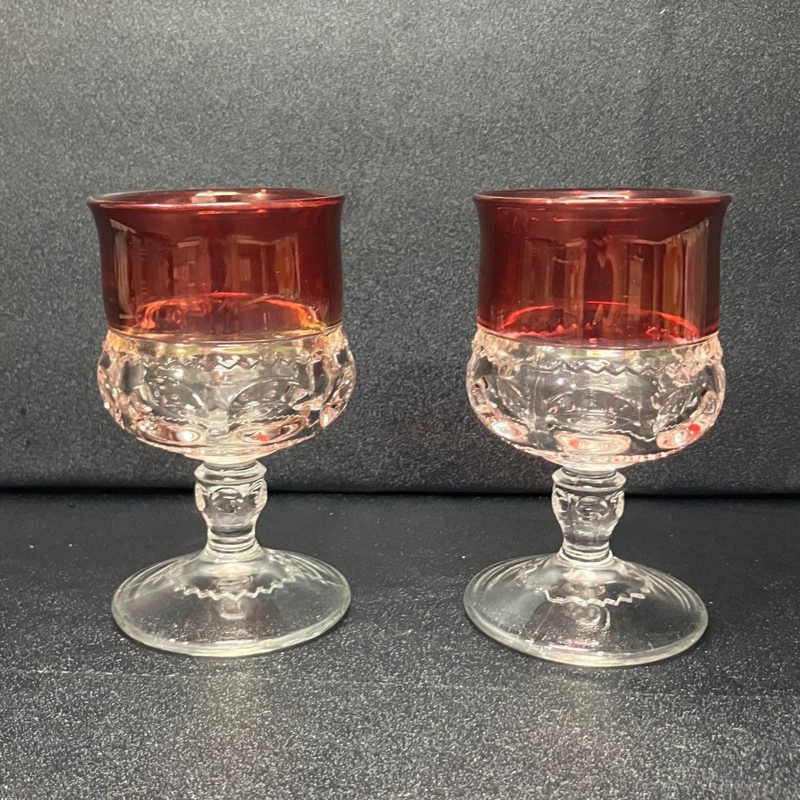 Tiffin Franciscan Kings Crown Juice Glasses, Set Of 2, Ruby Flashed Stemware - Thumbnail 4