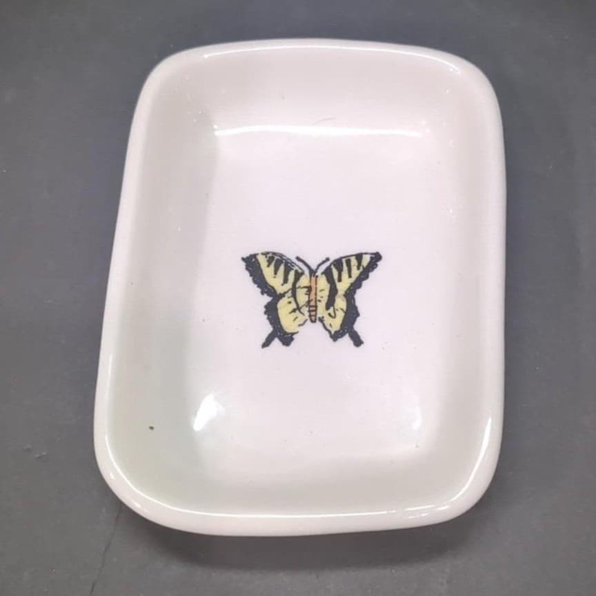 Rae Dunn Pottery Yellow Winged Butterfly Soap Tray, Artisan Collection Plate - Thumbnail 7
