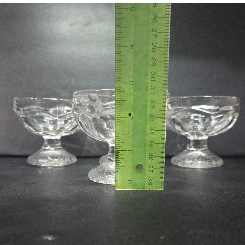 Dominion Clear Sherbet Glasses, Set of 4, Vintage Textured Base Dessert Cups - Thumbnail 9