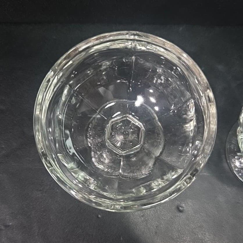 Dominion Clear Sherbet Glasses, Set of 2, Vintage Textured Base Dessert Cups - Thumbnail 7