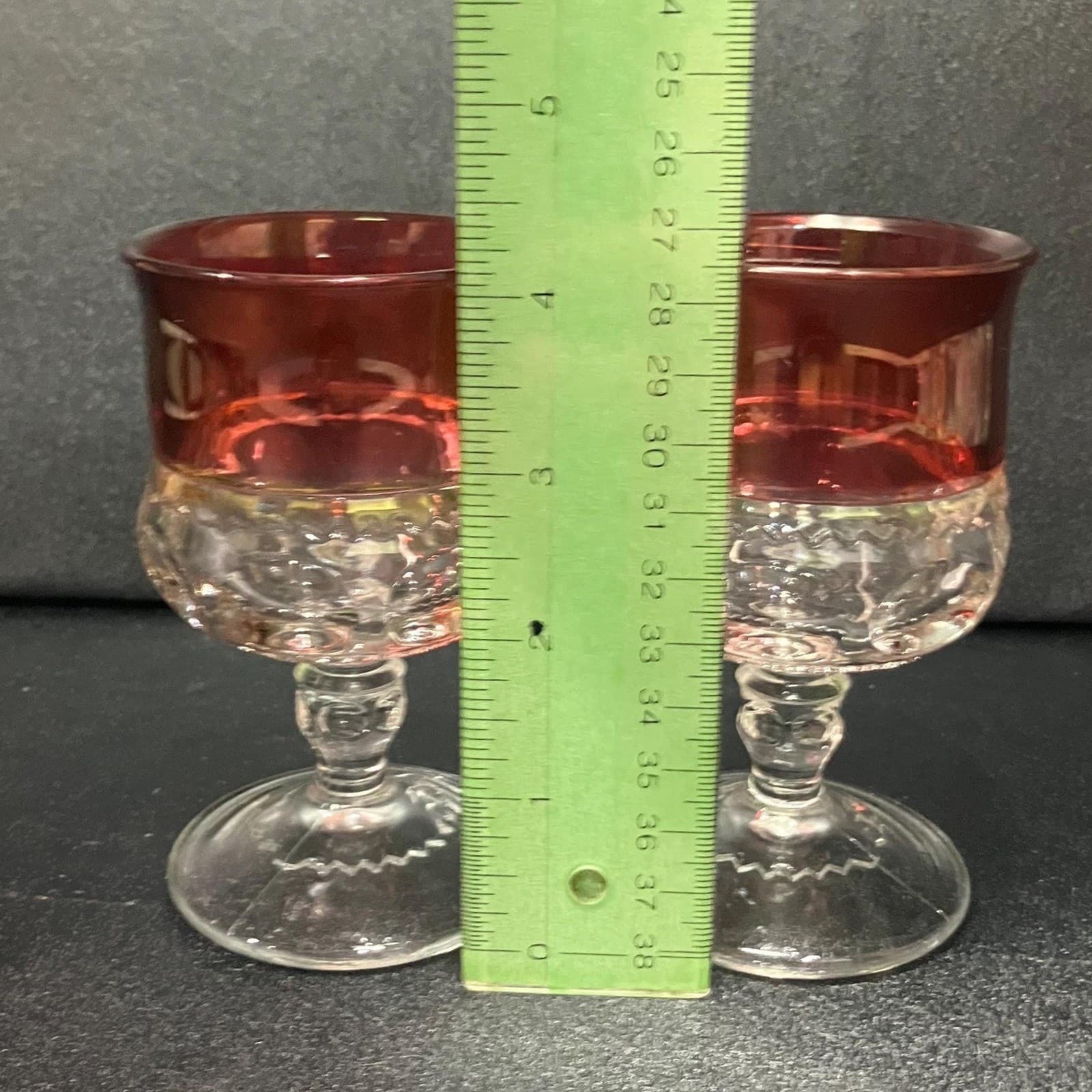 Tiffin Franciscan Kings Crown Juice Glasses, Set Of 2, Ruby Flashed Stemware - Thumbnail 9