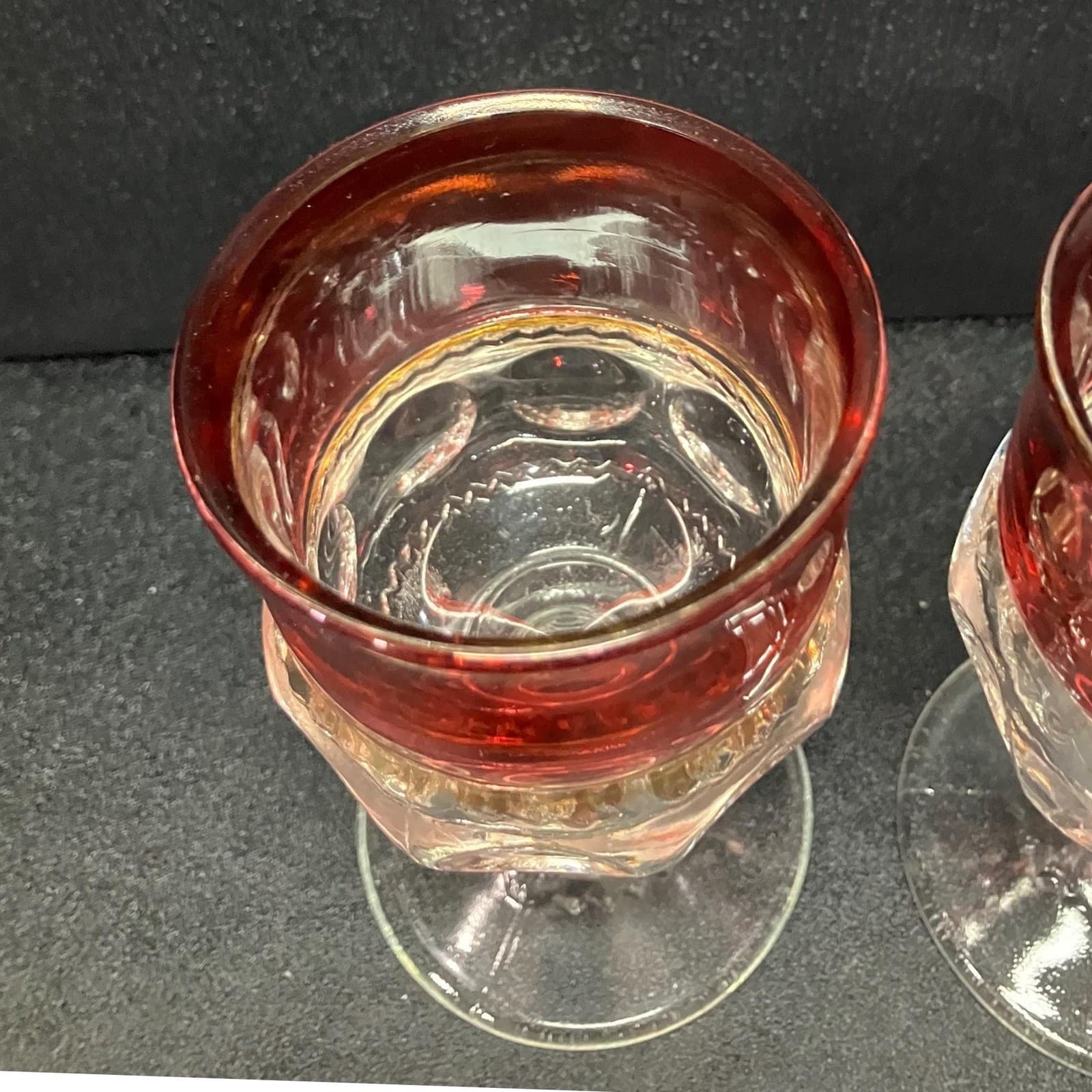 Tiffin Franciscan Kings Crown Juice Glasses, Set Of 2, Ruby Flashed Stemware - Thumbnail 6