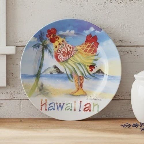 Sharon Neuhaus Hawaiian Luncheon Plate, Vintage Poultry In Motion Series Dish