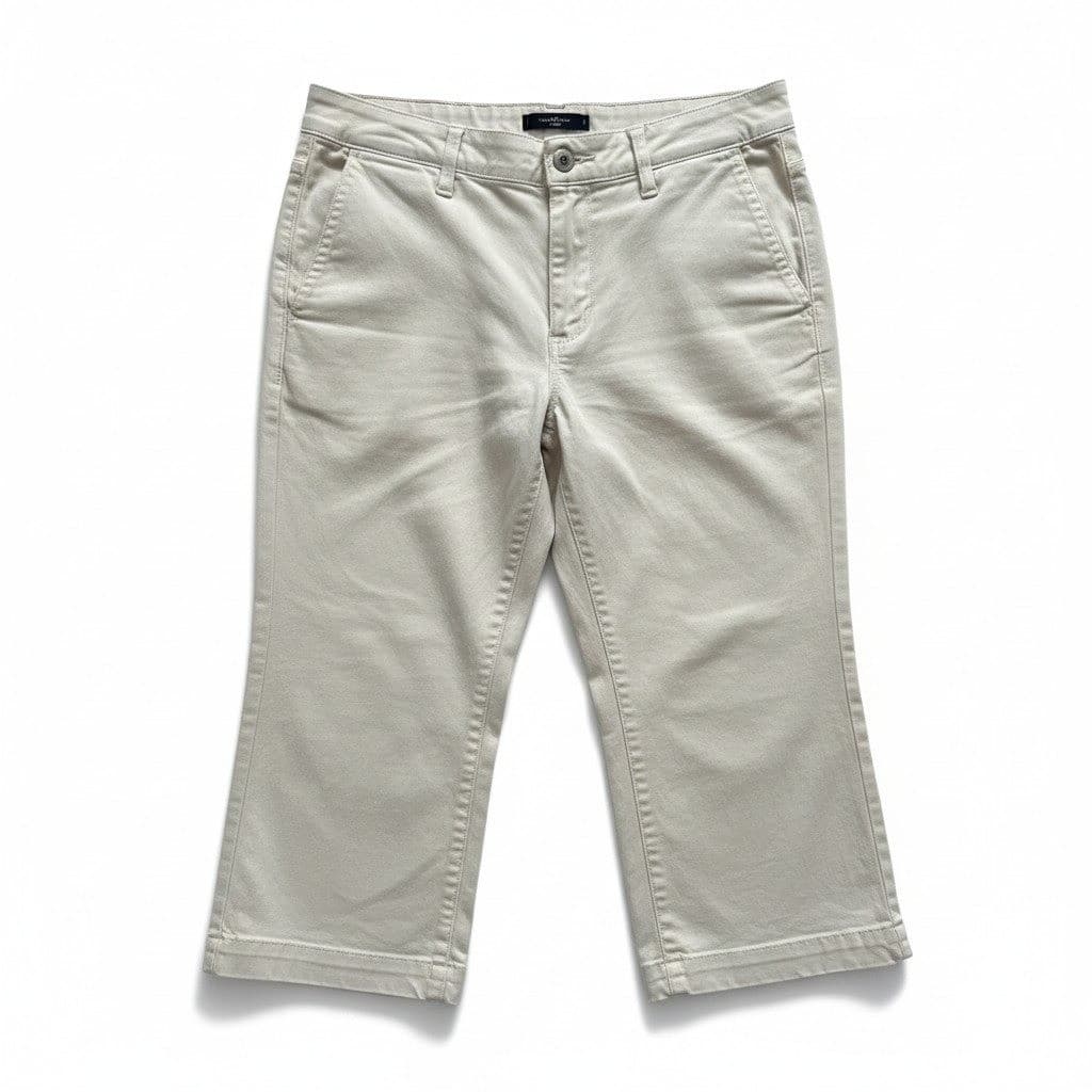 Levis L2 Off White Cotton Canvas Cropped Wide Leg Pants, Woman's Size 7 JR