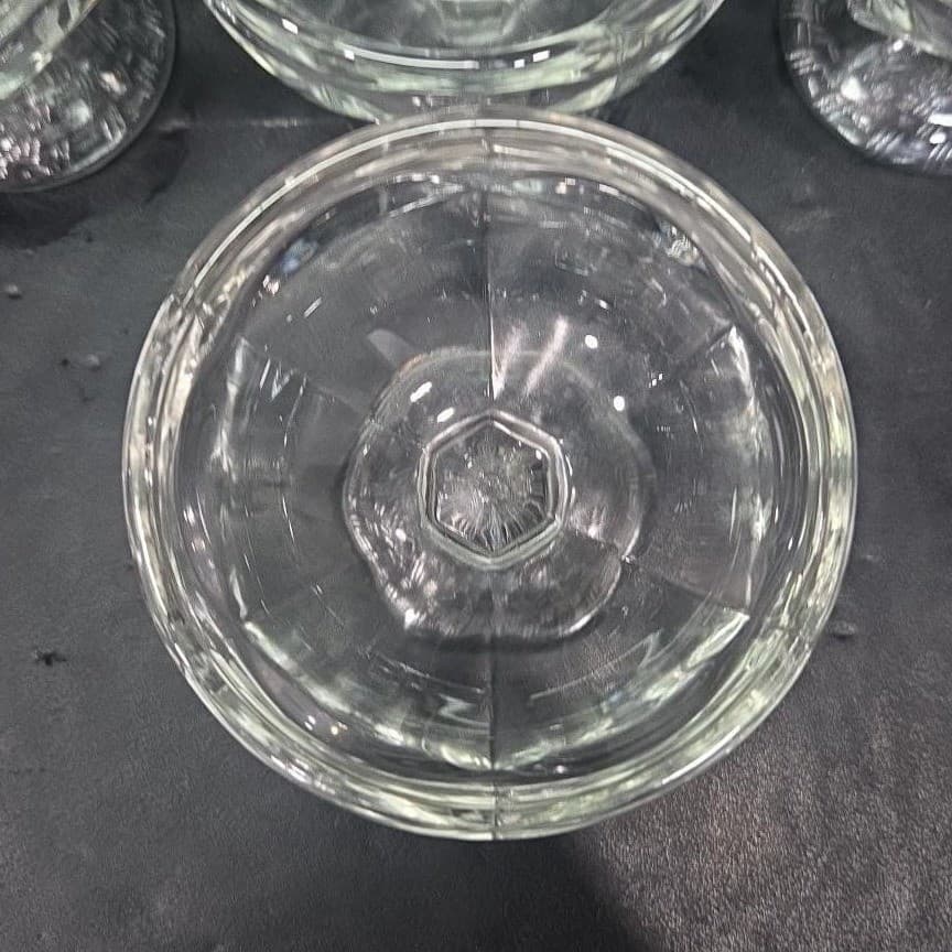 Dominion Clear Sherbet Glasses, Set of 4, Vintage Textured Base Dessert Cups - Thumbnail 7