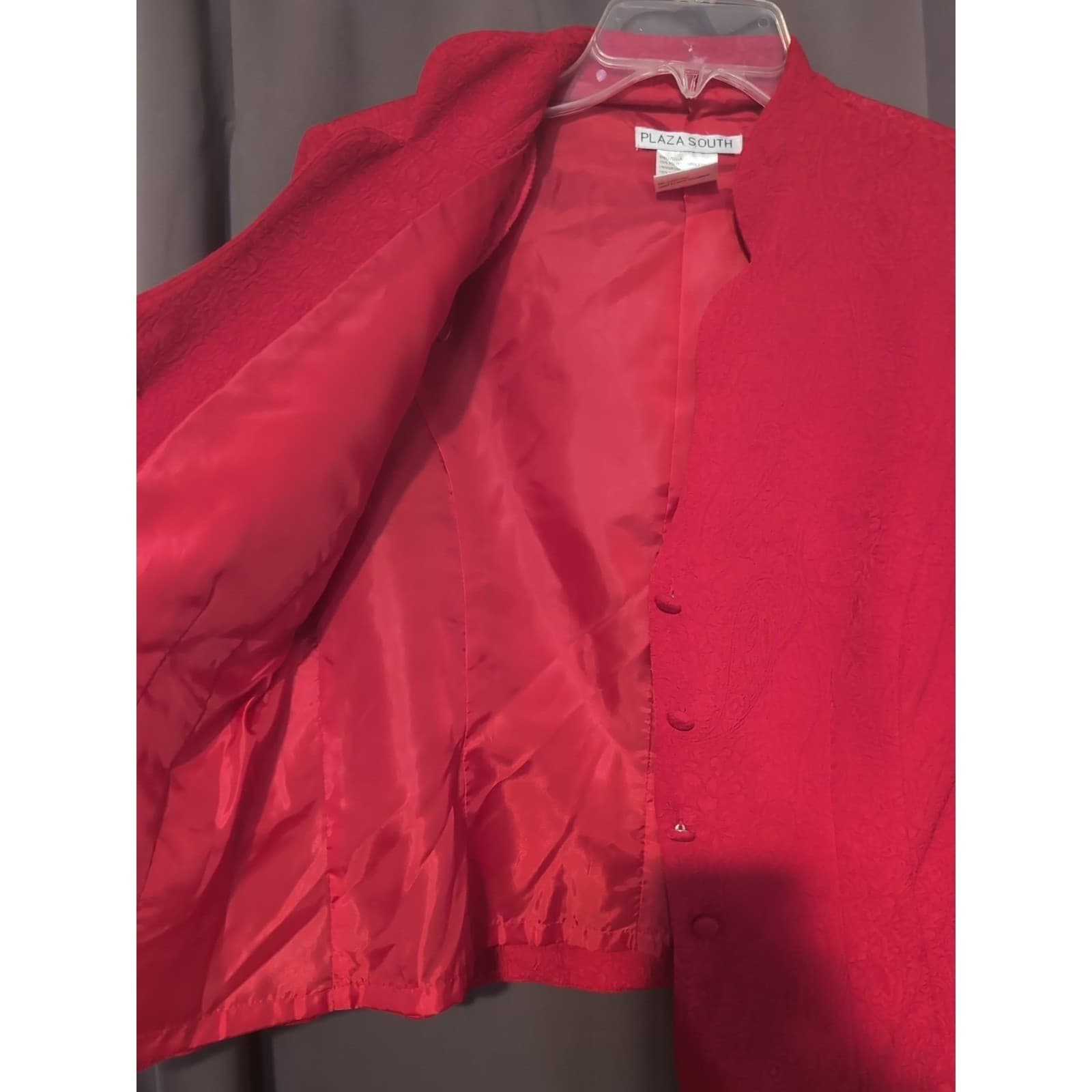 Plaza South Red Paisley Jacquard Blazer Ruffle Cuff Jacket, Woman's Size 8 - Thumbnail 8
