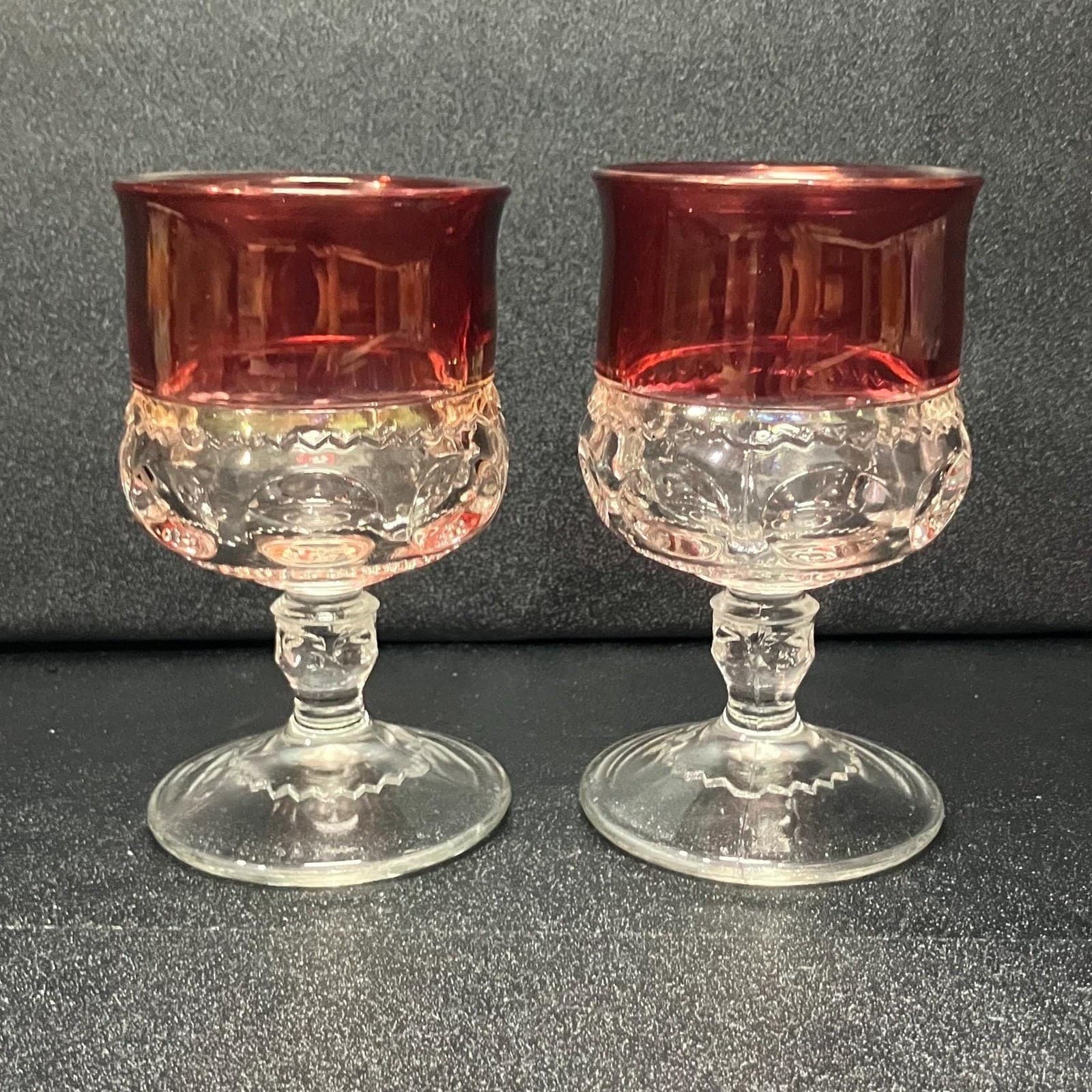 Tiffin Franciscan Kings Crown Juice Glasses, Set Of 2, Ruby Flashed Stemware - Thumbnail 3