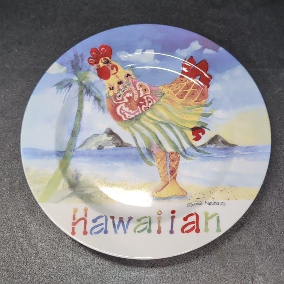 Sharon Neuhaus Hawaiian Luncheon Plate, Vintage Poultry In Motion Series Dish - Thumbnail 2