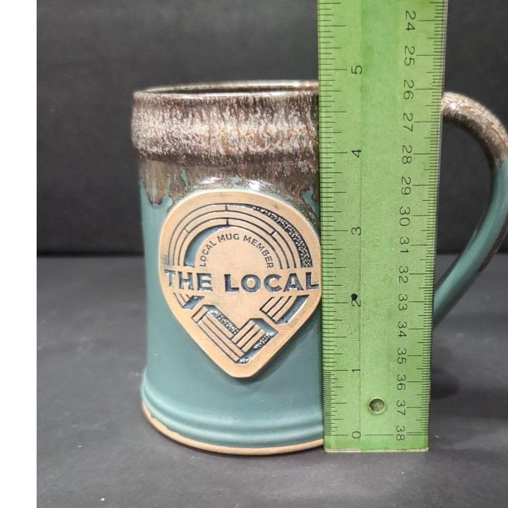 Grey Fox Pottery Blue Brown Drip Glaze Mug, Signed Ceramic, Local Member Stamp - Thumbnail 2