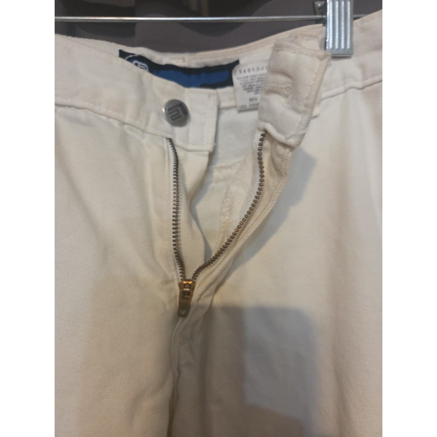 Levis L2 Off White Cotton Canvas Cropped Wide Leg Pants, Woman's Size 7 JR - Thumbnail 5