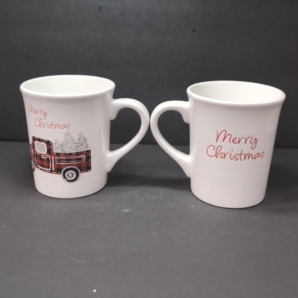 Potter's Studio Red Truck Coffee Cups, Set of 2, Christmas Scene Drinkware - Thumbnail 9