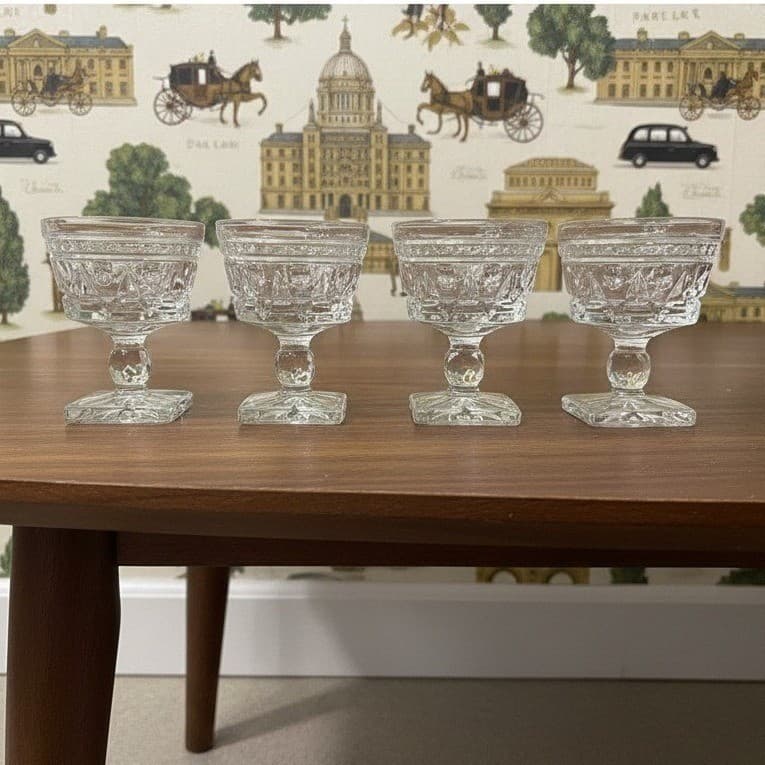 Indiana Glass Park Lane Champagne Glasses, Set of 4, Vintage Sherbet Coupes