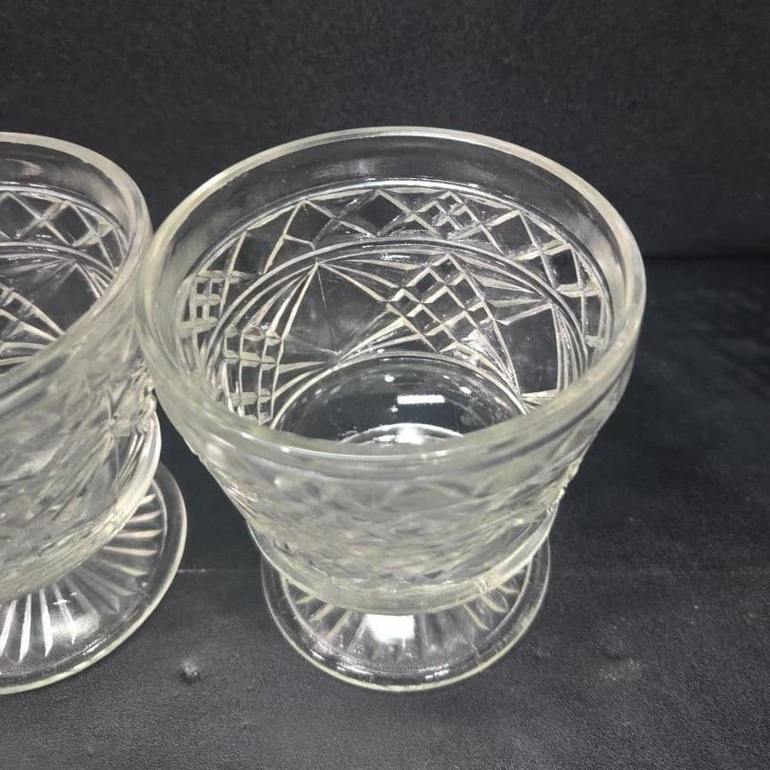Hazel Atlas Gothic Sherbet Glasses, Set of 2, Peanut Butter Glass Dessert Dishes - Thumbnail 6