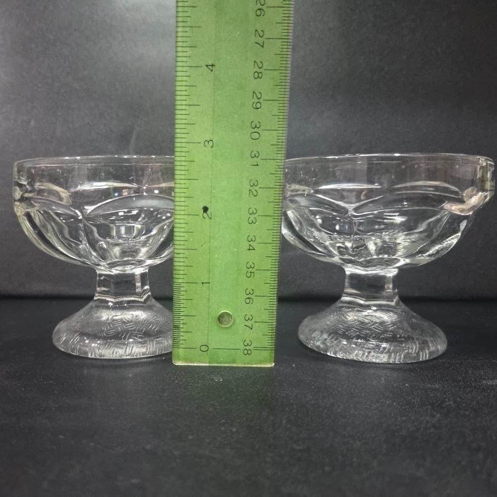 Dominion Clear Sherbet Glasses, Set of 2, Vintage Textured Base Dessert Cups - Thumbnail 9
