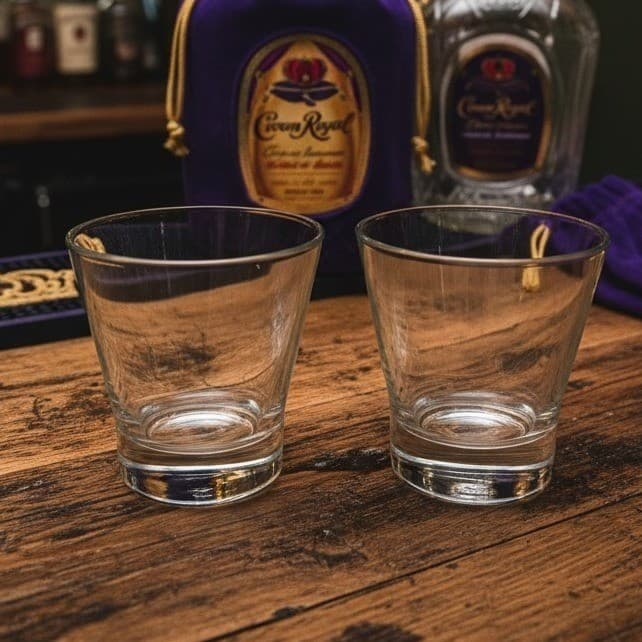 Crown Royal Tapered Whiskey Glasses, Set of 2, Embossed Logo, Italian Barware