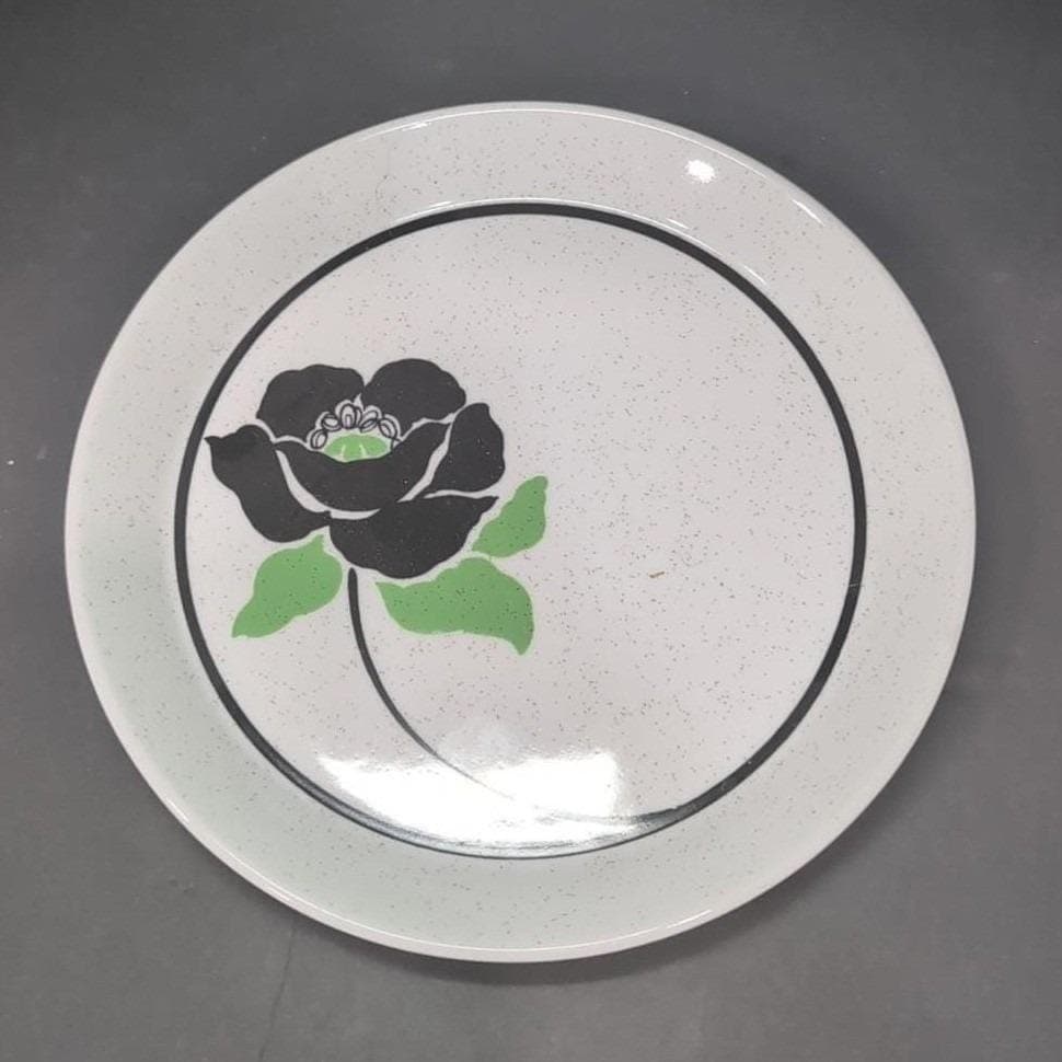 Mikasa Tuxedo Roses Salad Plates, Set of 2, Vtg Black Rose Stoneware, Dinnerware - Thumbnail 4