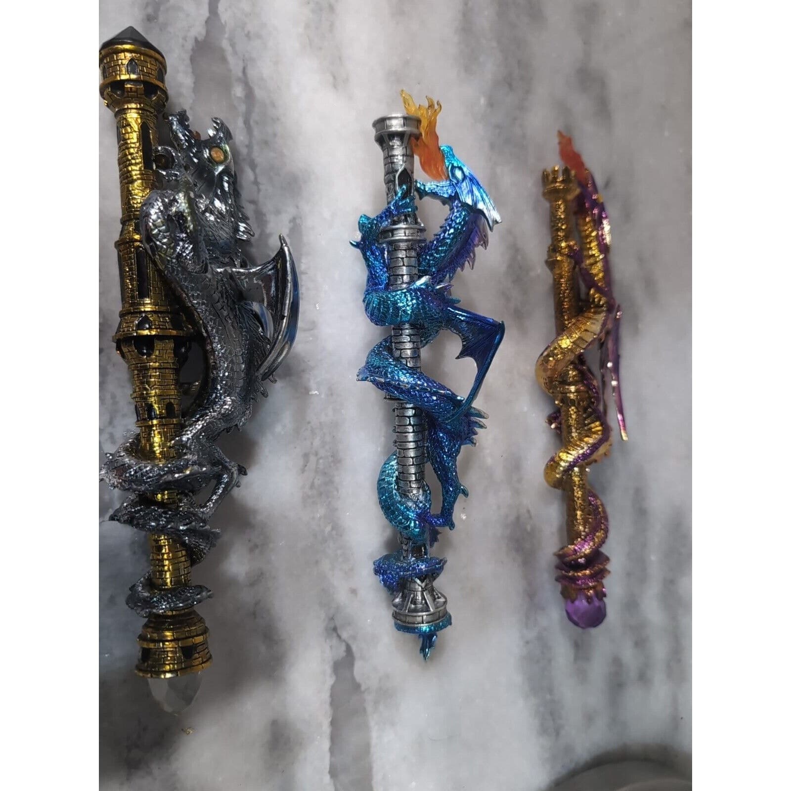 The Hamilton Collection Wands Of Wonder, Lot Of 4, Magical Dragon Wands, Flaw - Thumbnail 9