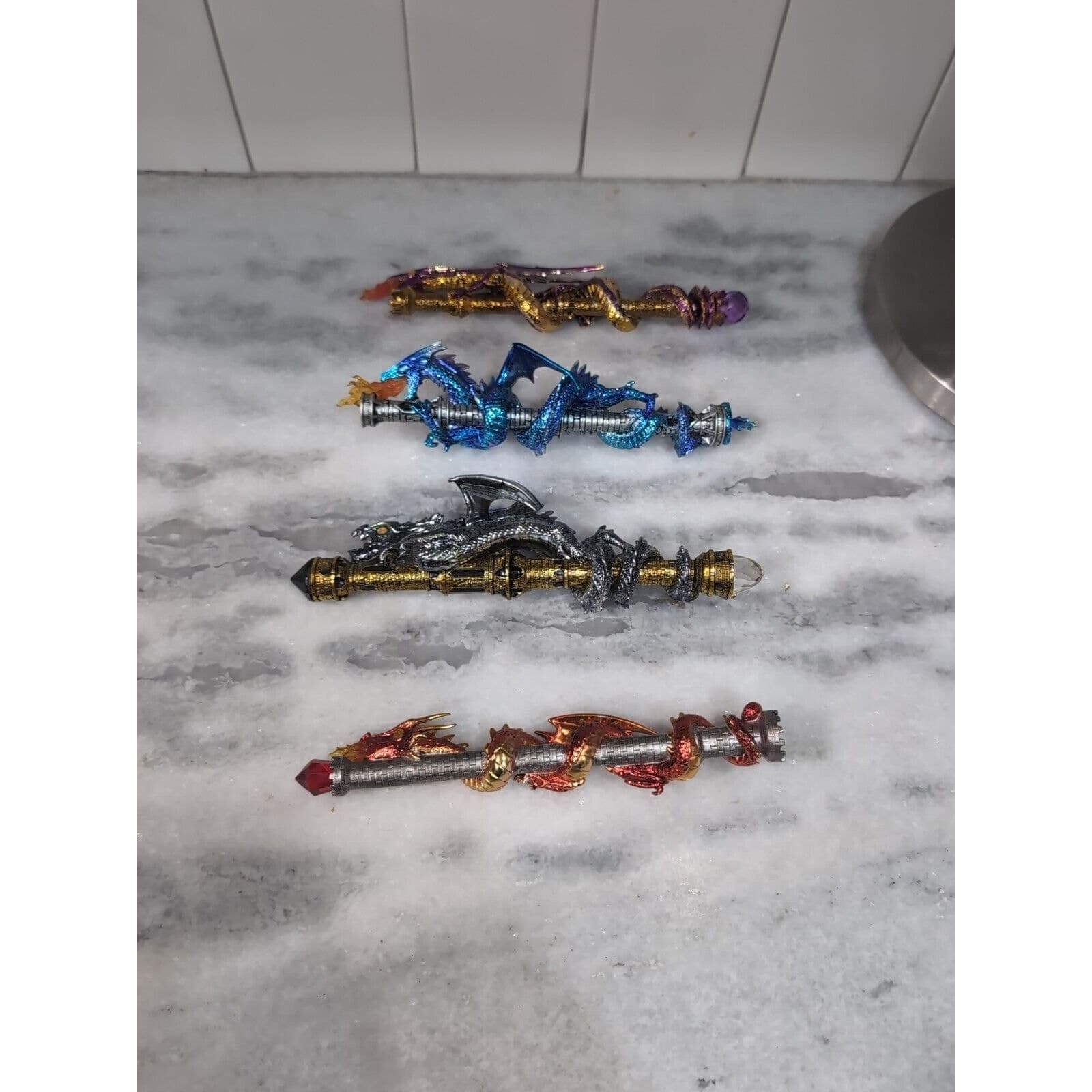 The Hamilton Collection Wands Of Wonder, Lot Of 4, Magical Dragon Wands, Flaw - Thumbnail 6