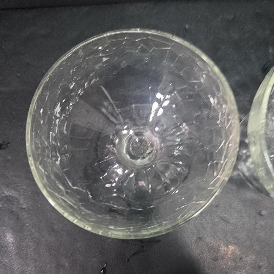 LE Smith Crackle Sherbet Glasses, Set of 2, Vintage Clear Dessert Cups, Stemware - Thumbnail 7
