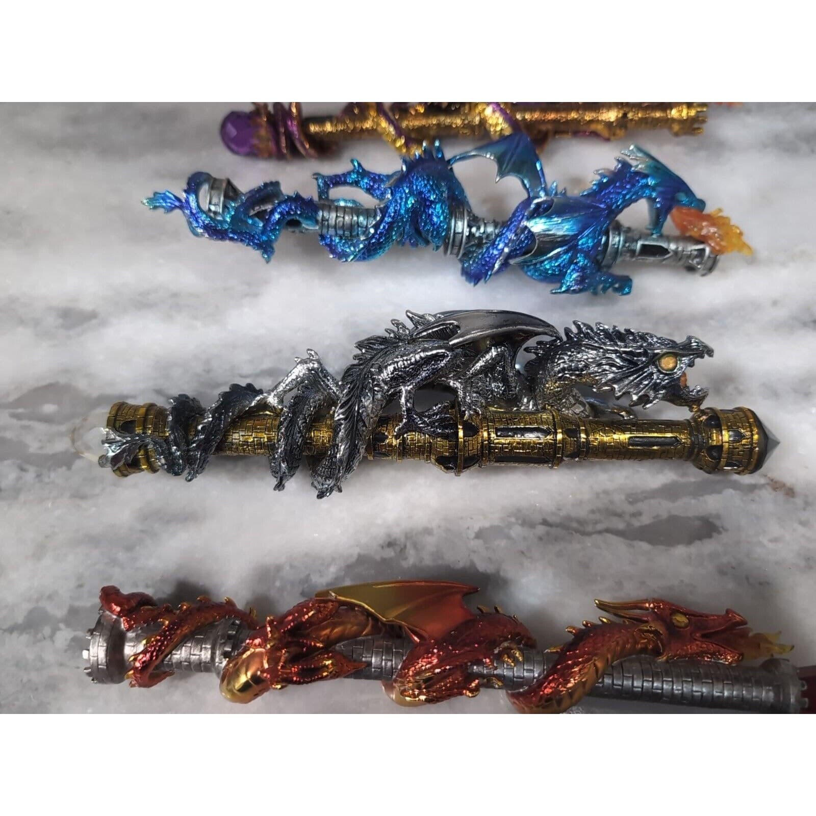 The Hamilton Collection Wands Of Wonder, Lot Of 4, Magical Dragon Wands, Flaw - Thumbnail 3
