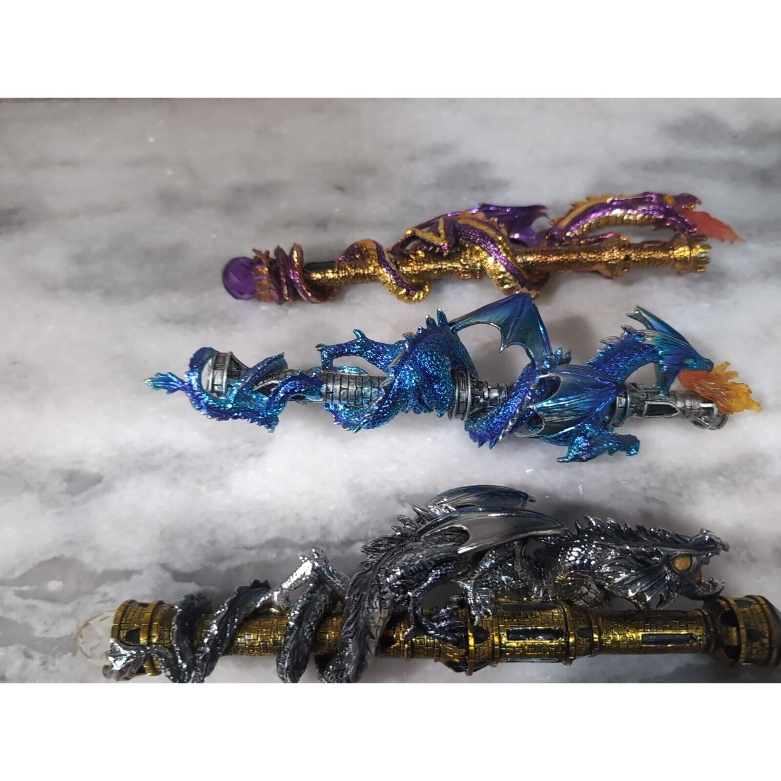 The Hamilton Collection Wands Of Wonder, Lot Of 4, Magical Dragon Wands, Flaw - Thumbnail 4