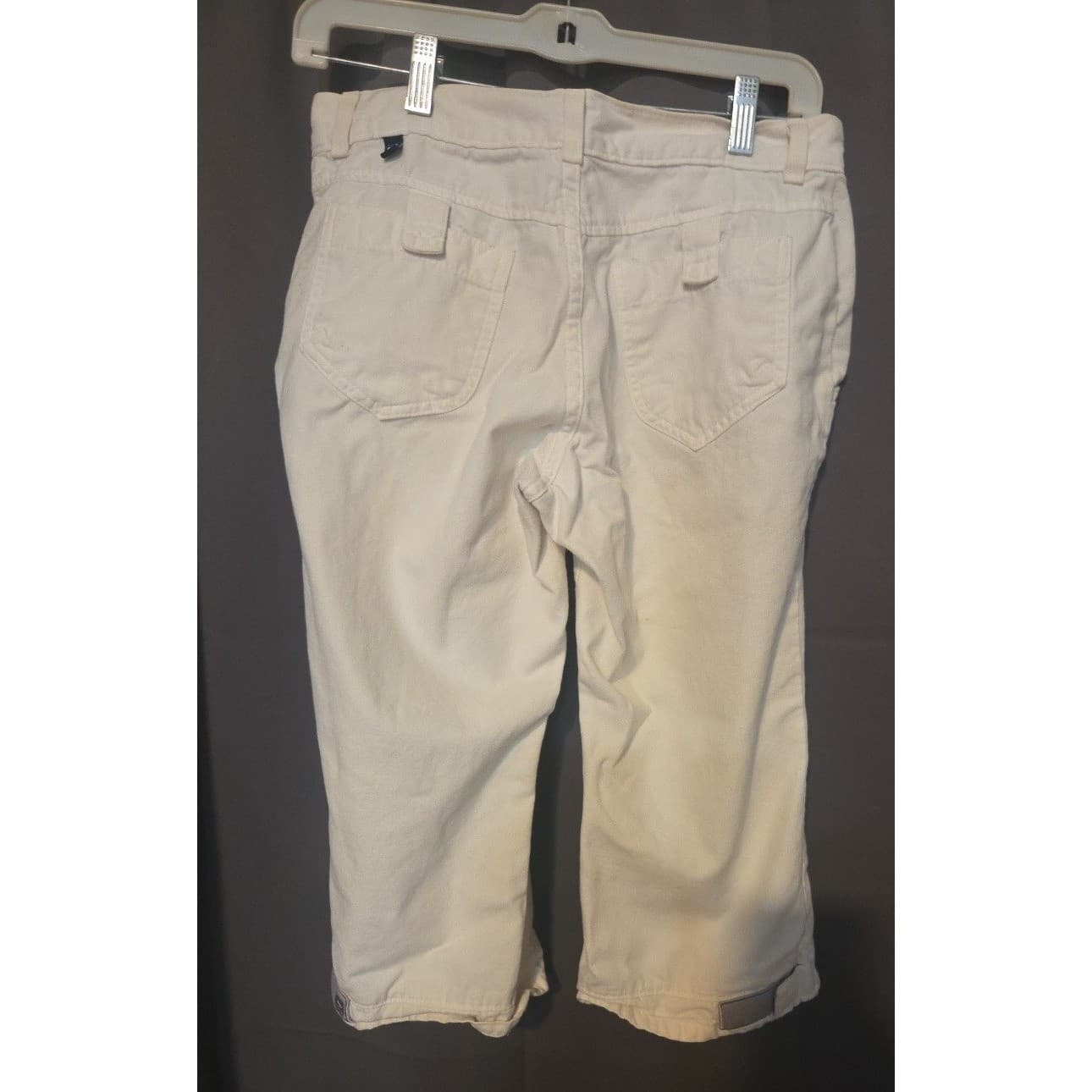 Levis L2 Off White Cotton Canvas Cropped Wide Leg Pants, Woman's Size 7 JR - Thumbnail 4