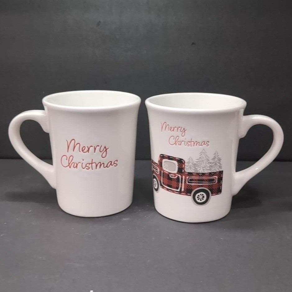 Potter's Studio Red Truck Coffee Cups, Set of 2, Christmas Scene Drinkware - Thumbnail 7