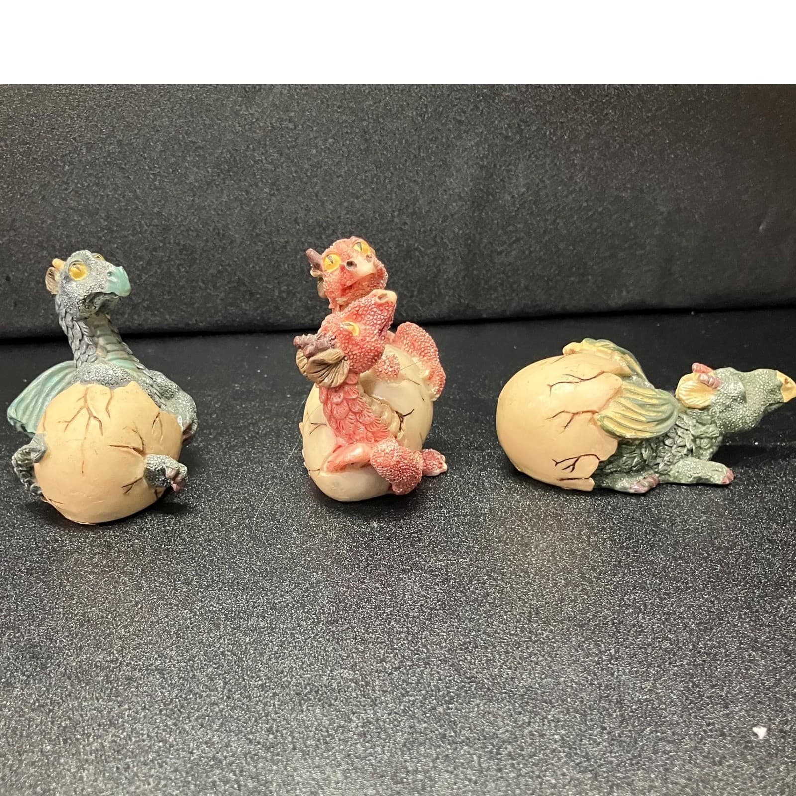Miniature Hatching Dragons Figurines, Set of 3, Hatchling Egg Statues Decor - Thumbnail 2