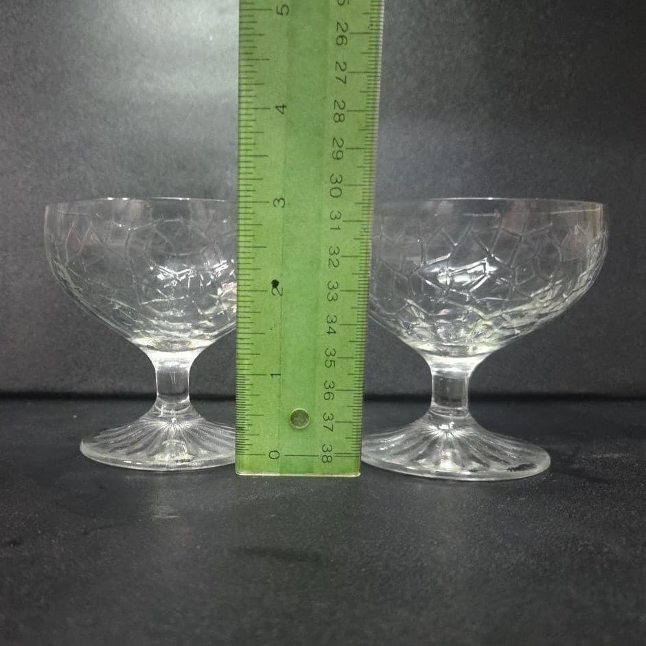LE Smith Crackle Sherbet Glasses, Set of 2, Vintage Clear Dessert Cups, Stemware - Thumbnail 9