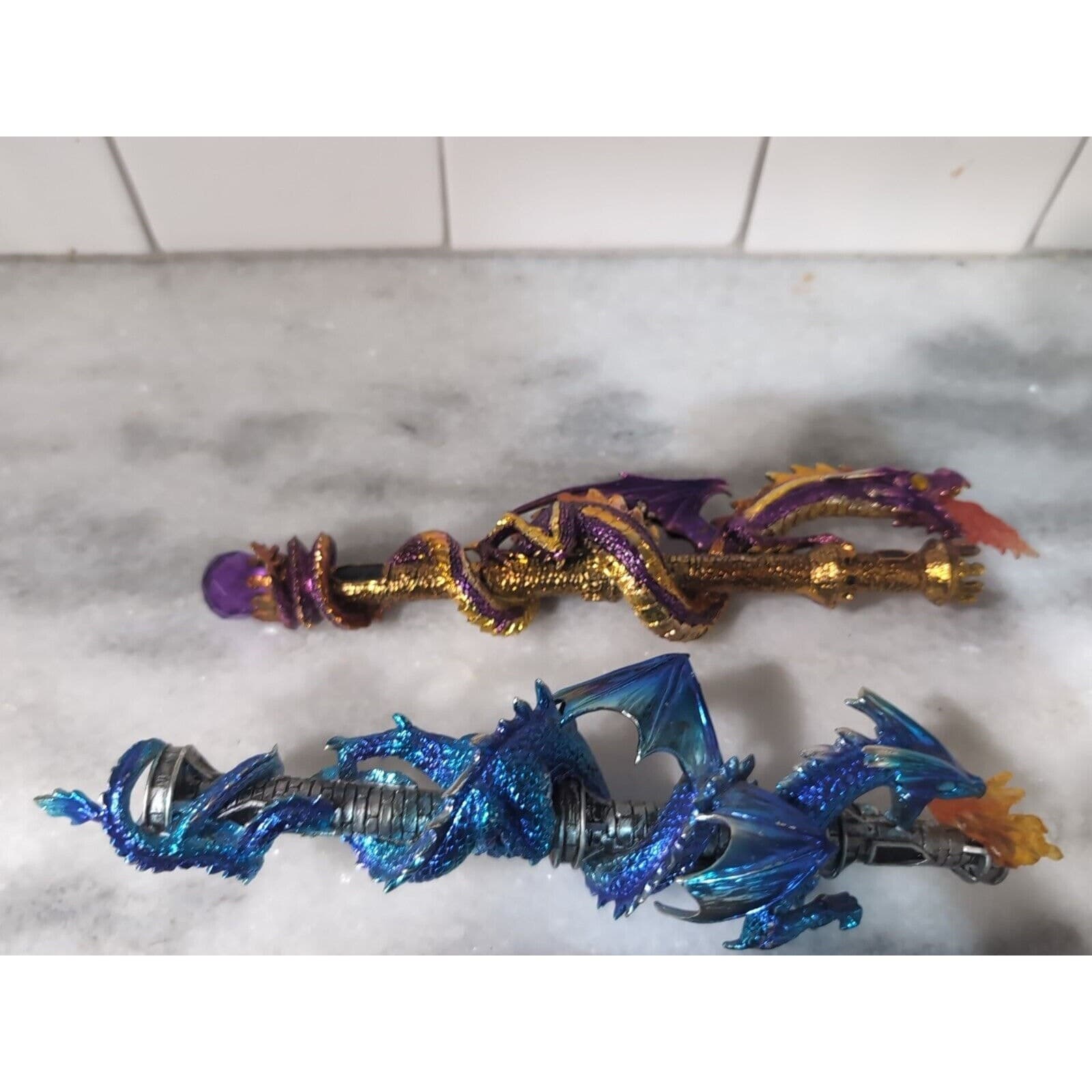 The Hamilton Collection Wands Of Wonder, Lot Of 4, Magical Dragon Wands, Flaw - Thumbnail 5