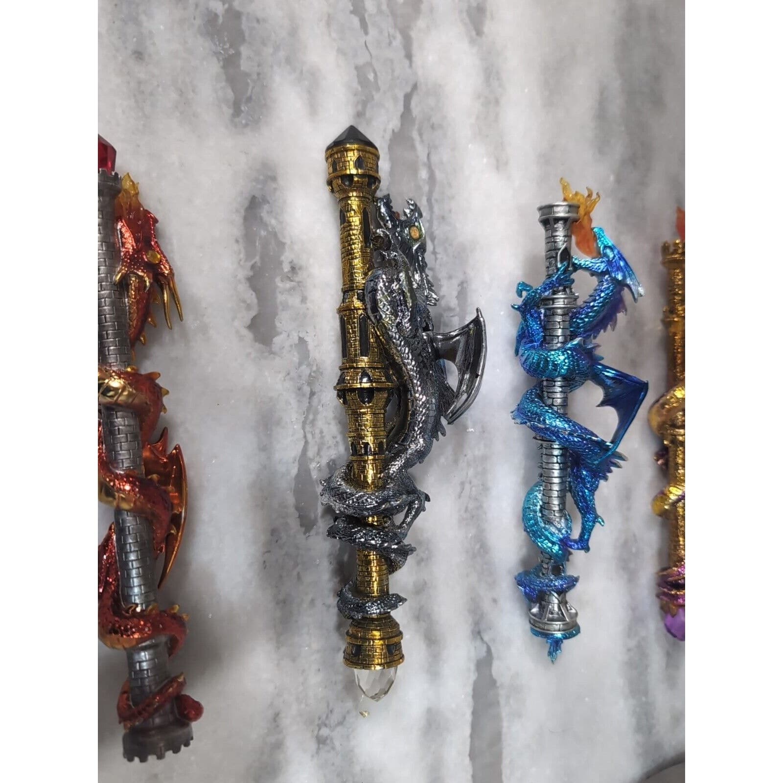 The Hamilton Collection Wands Of Wonder, Lot Of 4, Magical Dragon Wands, Flaw - Thumbnail 8