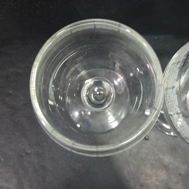 Art Deco Wine Glasses, Set of 2, Frosted Band & Silver Trim, Holiday Stemware - Thumbnail 7