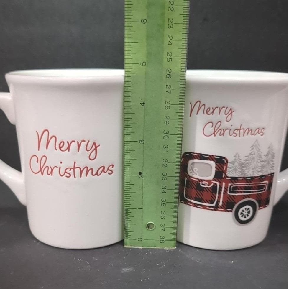 Potter's Studio Red Truck Coffee Cups, Set of 2, Christmas Scene Drinkware - Thumbnail 2