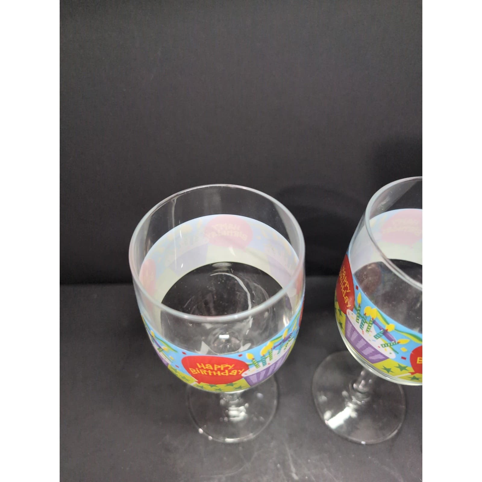 Birthday Wine Glass Pair, "Cheers On Your Birthday" Set, 7" Tall, Celebratory - Thumbnail 5