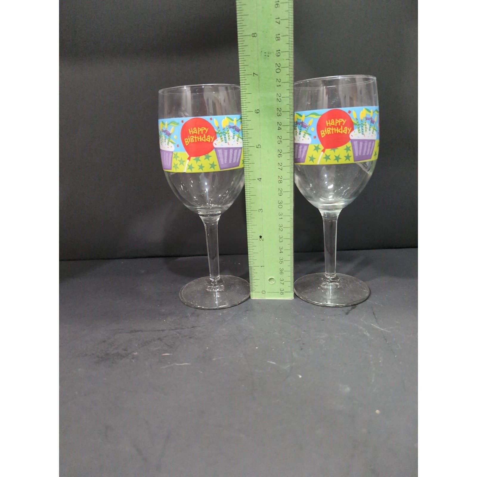 Birthday Wine Glass Pair, "Cheers On Your Birthday" Set, 7" Tall, Celebratory - Thumbnail 8