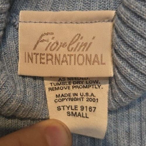 Fiorlini International Blue Striped Ribbed Turtleneck, Woman's Small Sleeveless - Thumbnail 4