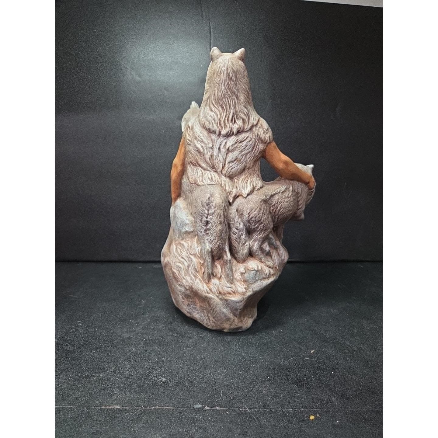 Sundance Native American Indian & Wolves Art Sculpture 9.5" Handmade Collectible - Thumbnail 4