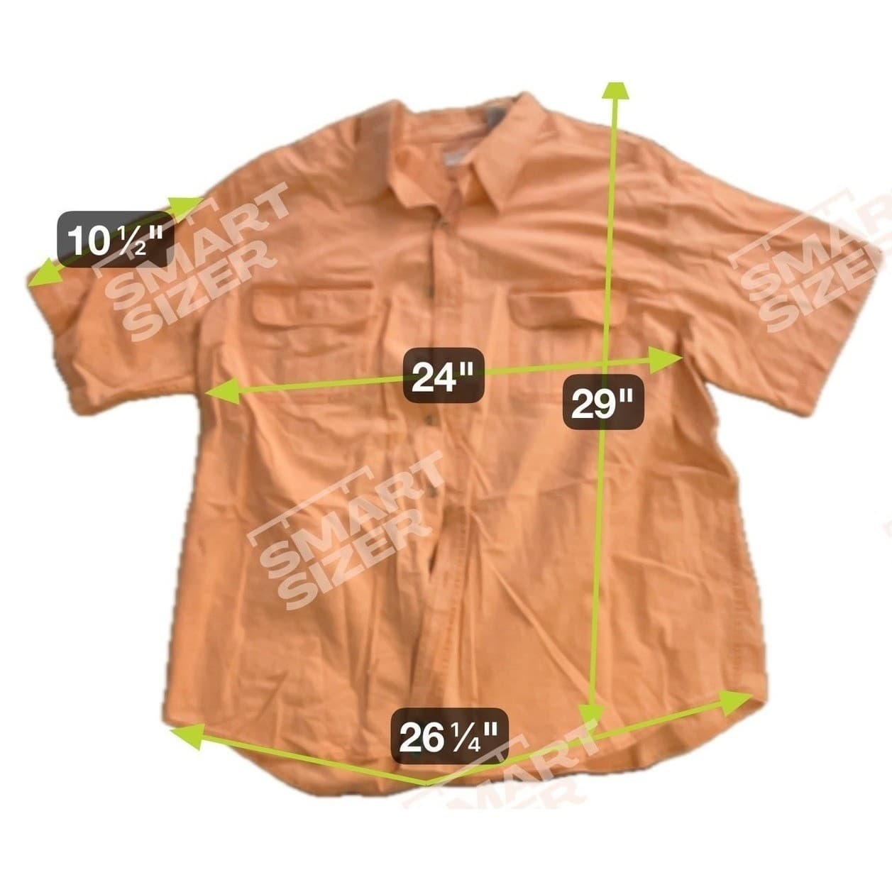 Covington Orange Slub Cotton Short Sleeve Button Down, Men's XXL Pocket Shirt - Thumbnail 2