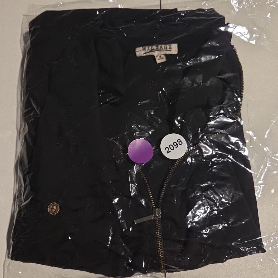 Mileage Black Half Zip Tunic Top, Women's 3X, 3/4 Roll Tab Sleeve Gold Hardware - Thumbnail 9